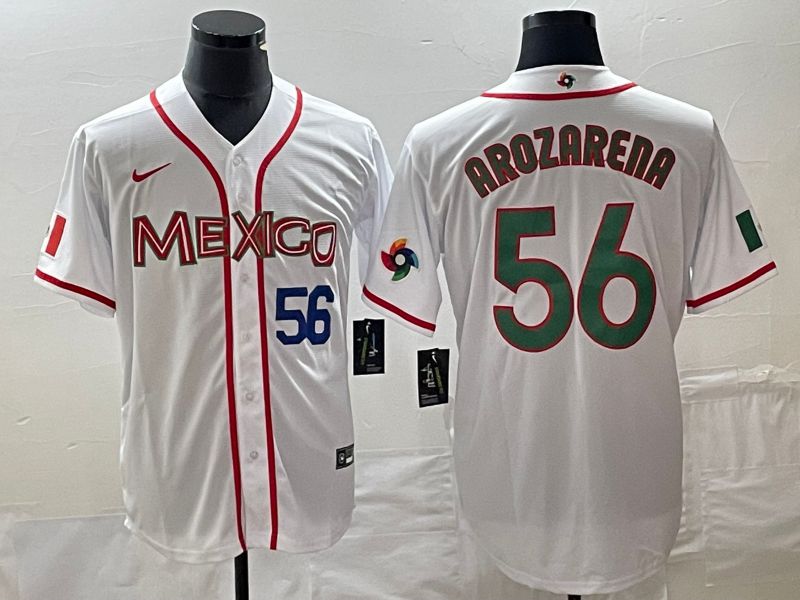 Men 2023 World Cub Mexico #56 Arozarena White green Nike MLB Jersey 1